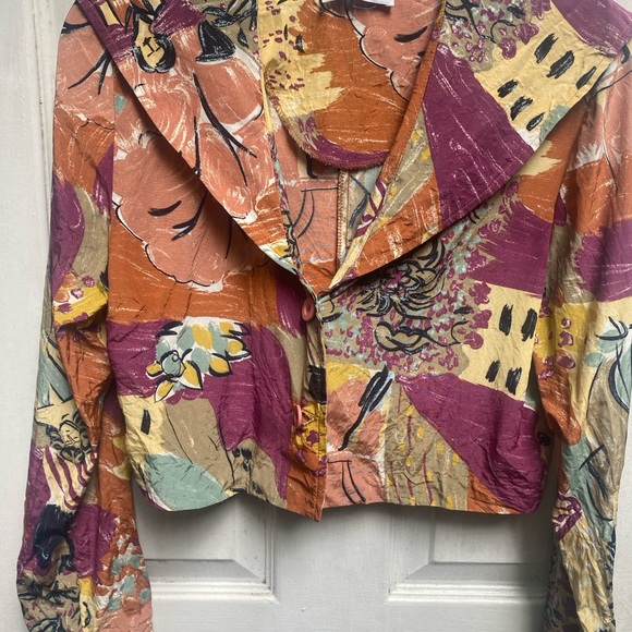 French Connection Vintage 80’s Blouse Autumn Tones Vintage Blouse - Picture 1 of 4